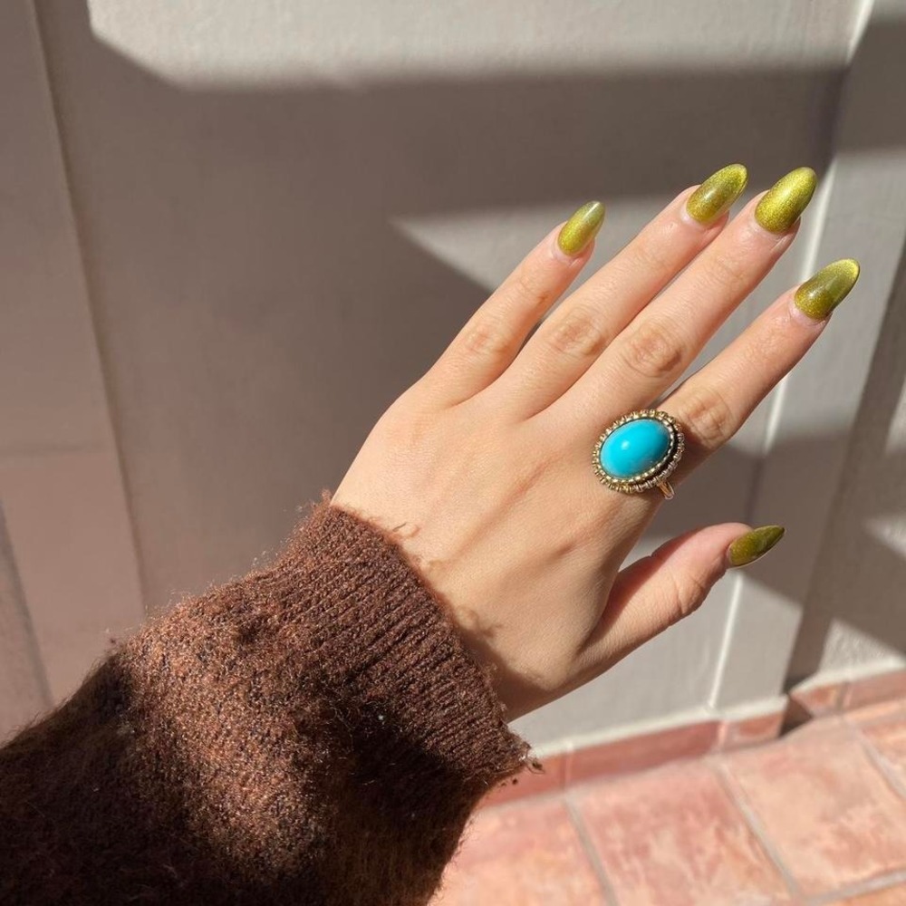 blue oval ring